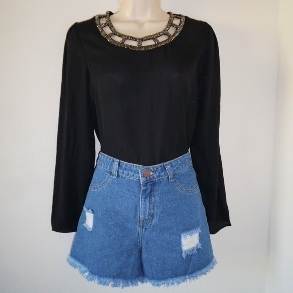 Elodie Embellished Neck Blouse
